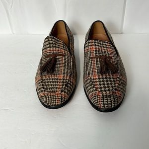 ELANROMAN men’s loafers. Velvet. Hounds tooth, hip-hop fashion, tassels.